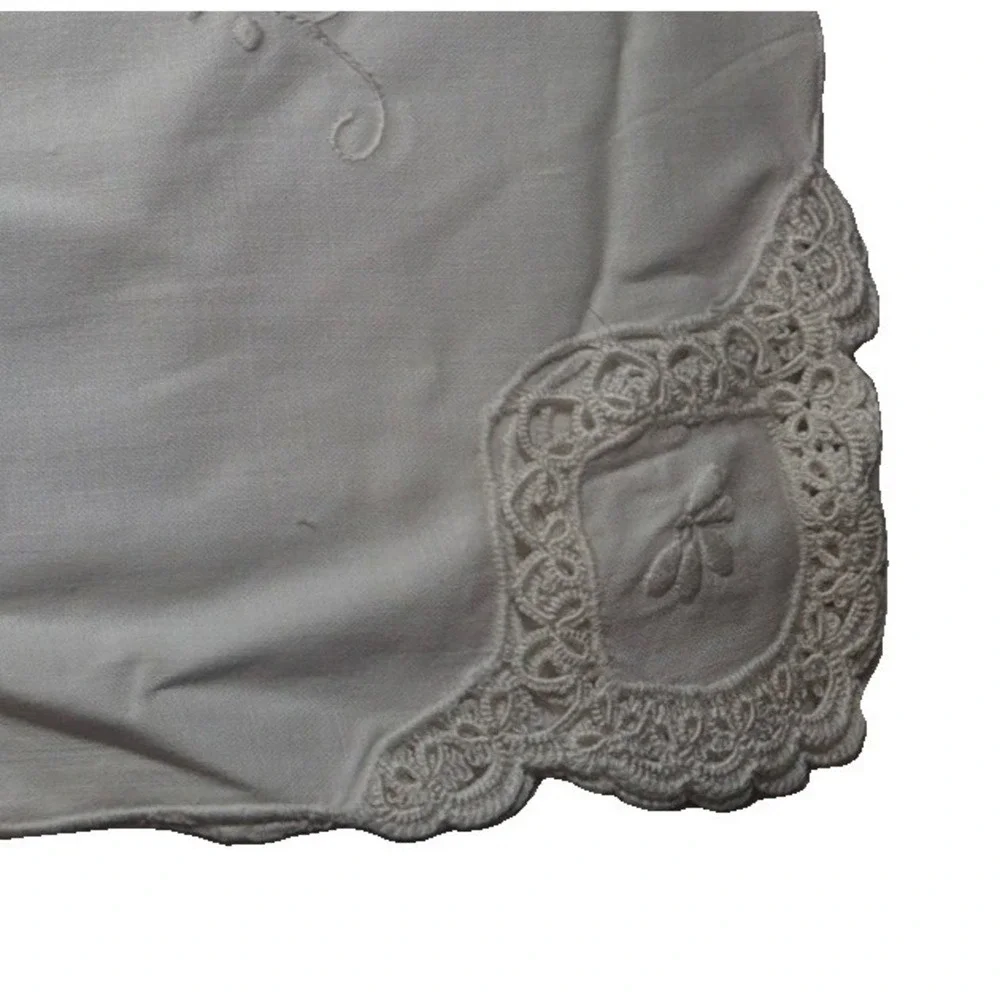 NIP VTG Cotton Embroidered White Battenberg Lace Placemats Scalloped Edges (6)